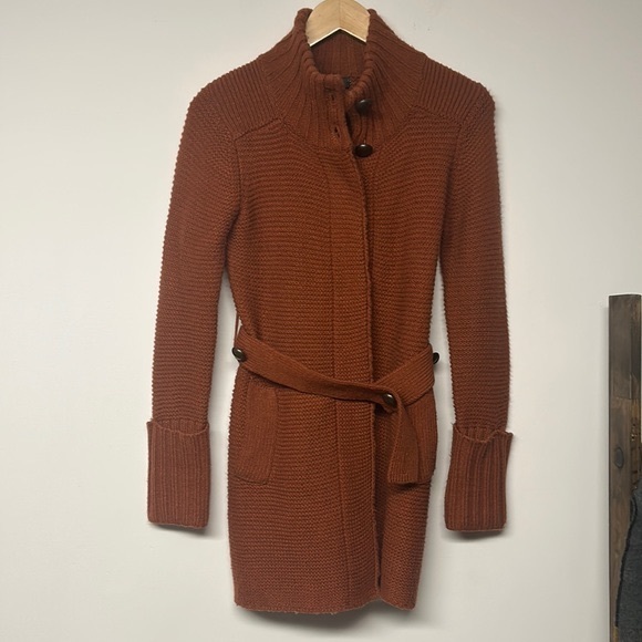 Dex Knit Mock Neck Cable Knit Belted Trench Shacket Coat - Picture 1 of 6